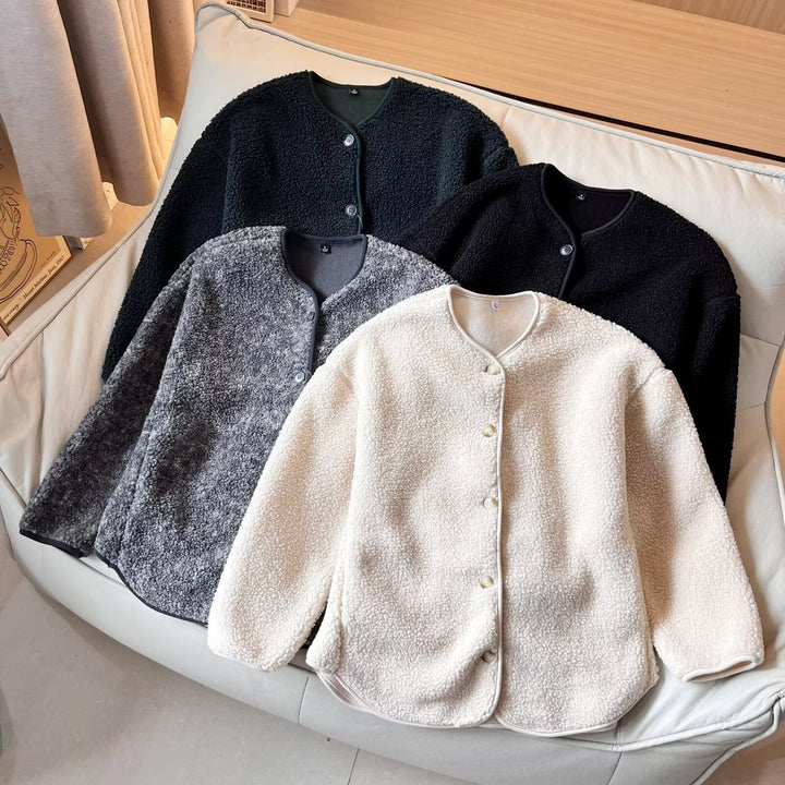 Damen weiche und gemütliche Kuscheljacke mit Knopfleiste Drune