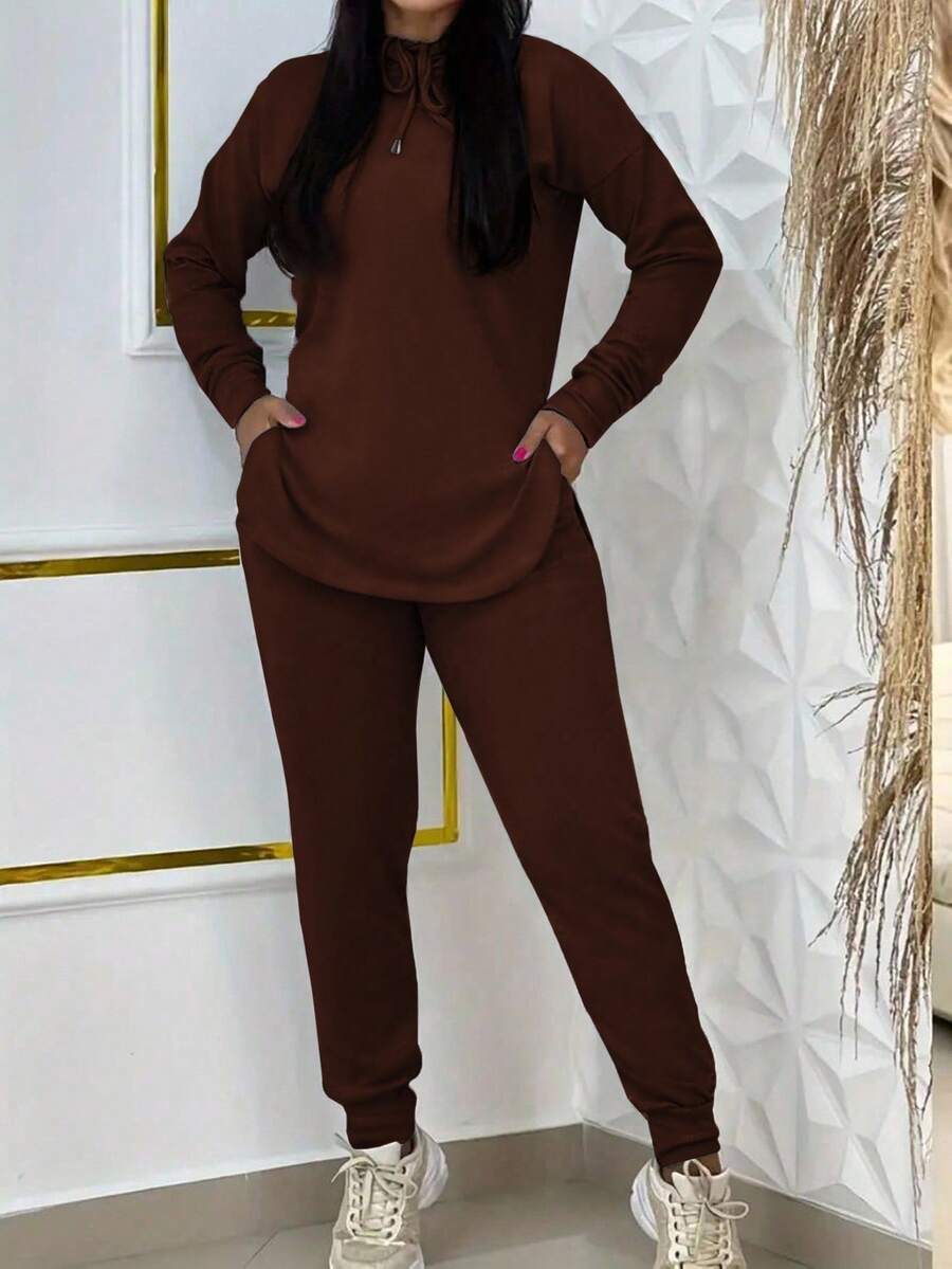Damen Sportliches Lounge-Set mit Kapuze und praktischen Taschen Drune