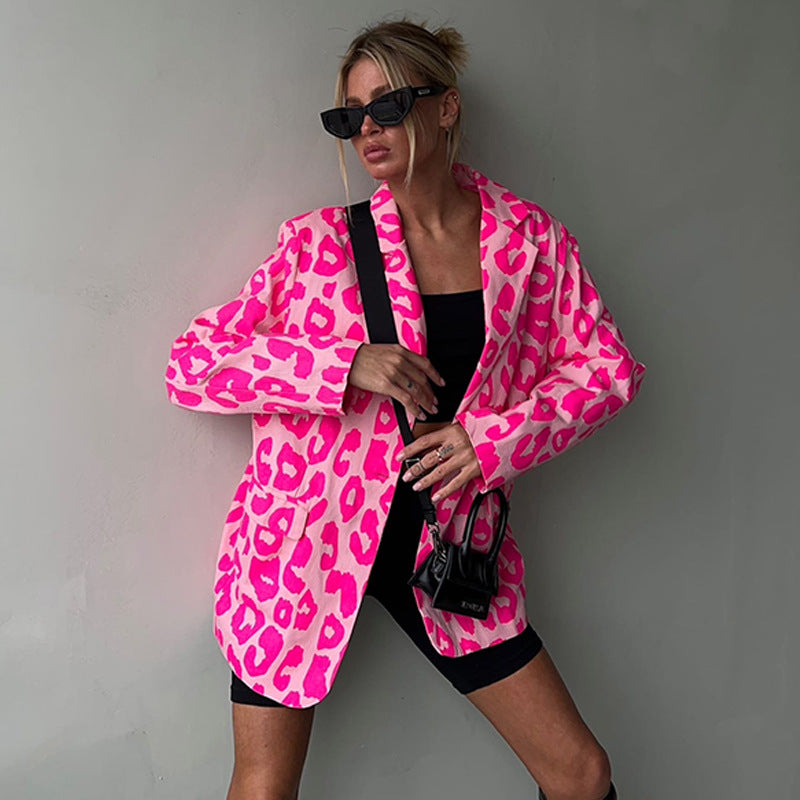 Damen Modischer Blazer im Leopardenmuster Drune