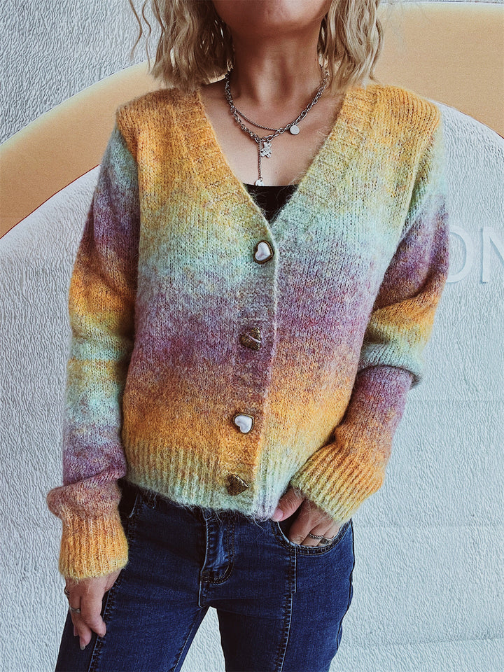 Damen Strickjacke mit luxuriösem Mohair-Material und modischen Herzknöpfen Drune
