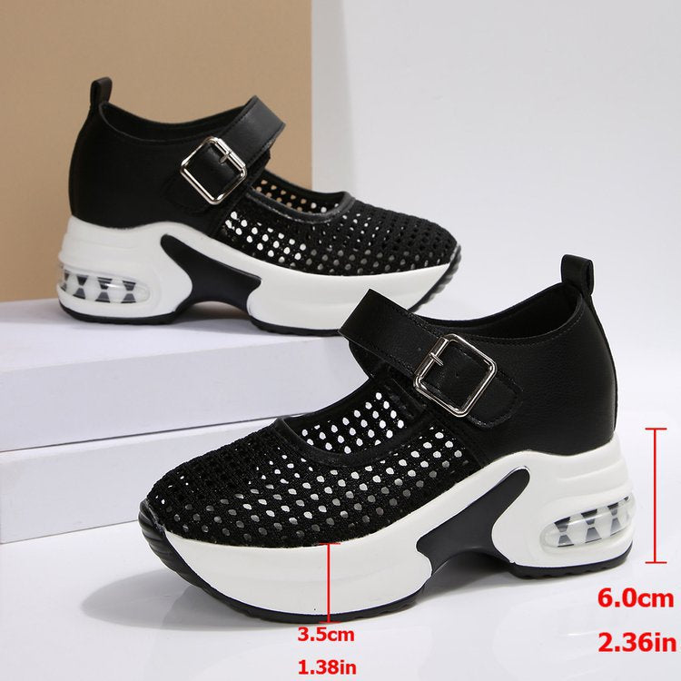 Damen nan Riemchen-Sneaker im Mary-Jane-Stil mit sichtbarer Luftdämpfung und perforiertem Obermaterial Drune