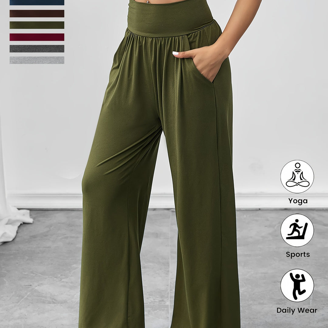 Damen gemütliche Freizeithose mit elastischem Bund und Seitentaschen Drune