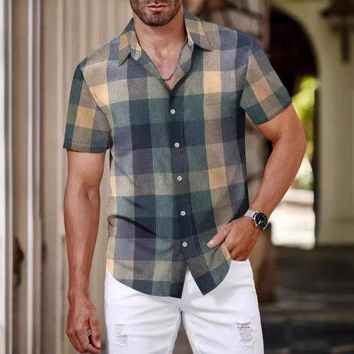 Herren Kariertes Kurzarmhemd mit modischem Schnitt und angenehmer Passform Drune