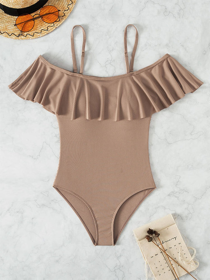Damen Einteiler Badeanzug mit voluminösem Rüschendesign Drune
