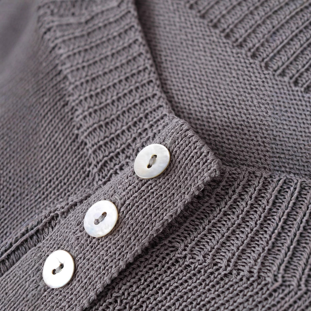 Damen lässiger Strickpullover mit Knopfdetails und breitem Rundhalsausschnitt Drune