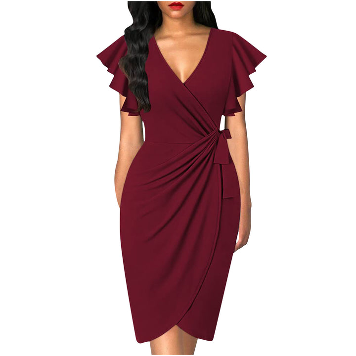 Damen Wickelkleid mit Rüschendetails und elastischem Tailleneinsatz Drune