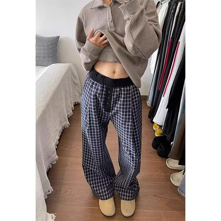 Damen Karottenhose aus weichem Material mit modischem Karo-Design Drune