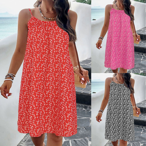 Damen Sommerkleid aus atmungsaktiver Baumwolle mit floralem Muster Drune