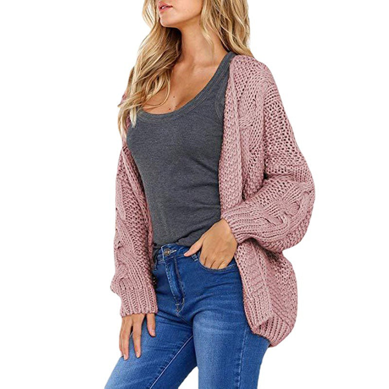 Damen Grobstrick-Cardigan mit elegantem Zopfmuster und weitem Schnitt Drune