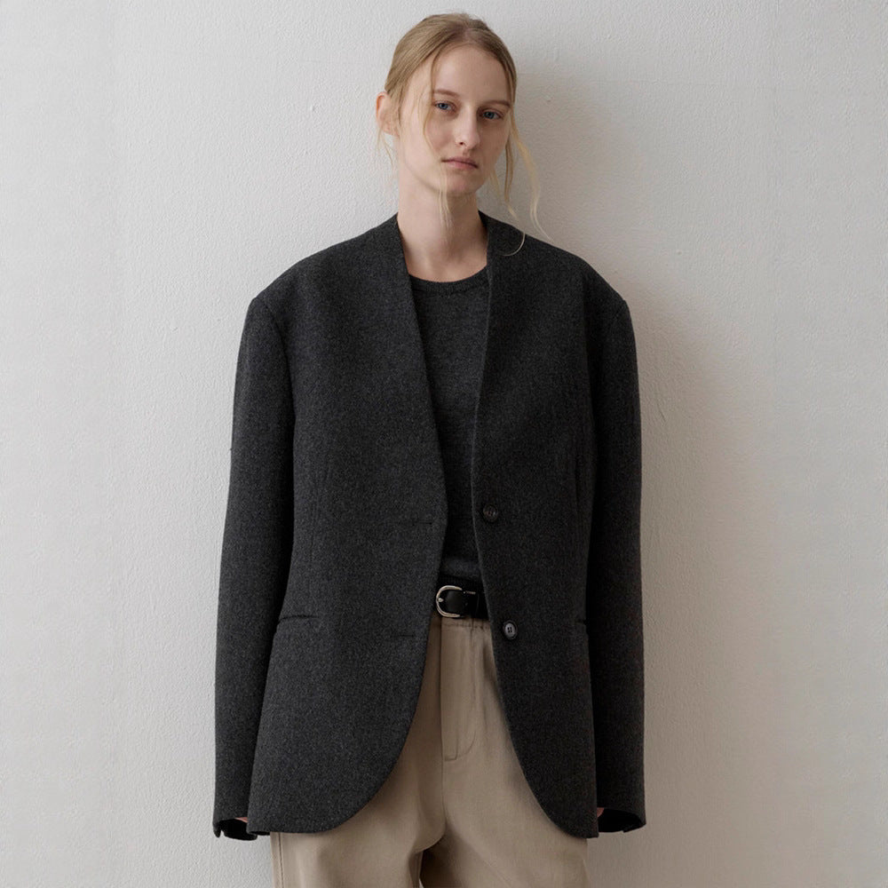 Damen eleganter Strickblazer mit asymmetrischem Schnitt Drune