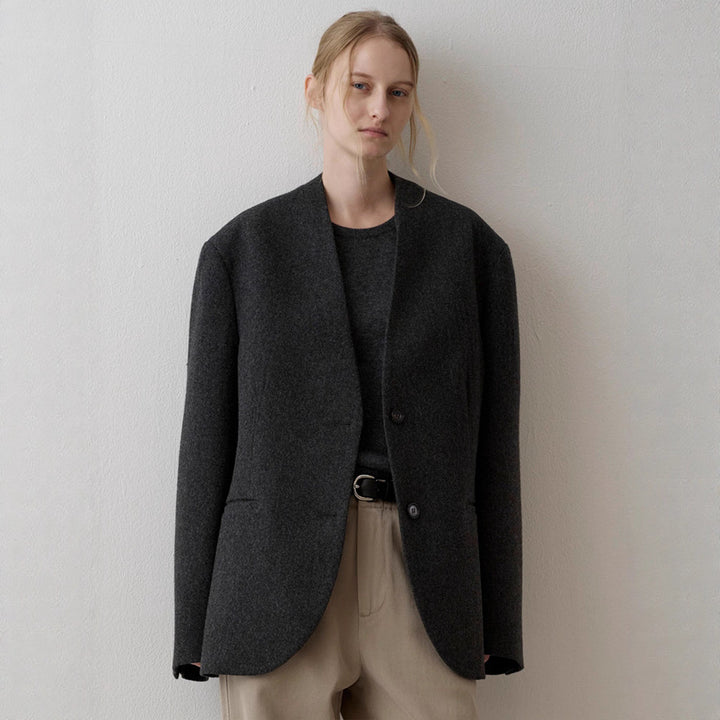 Damen eleganter Strickblazer mit asymmetrischem Schnitt Drune