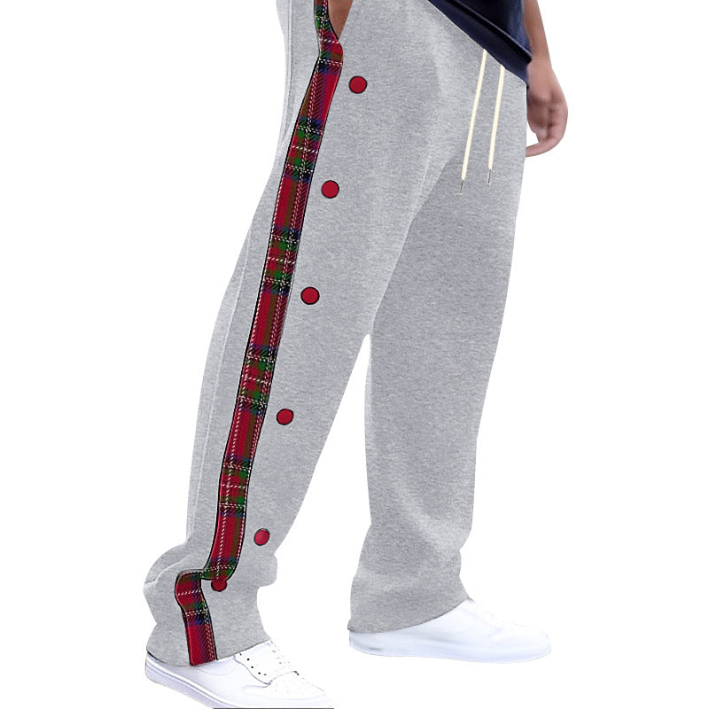 Herren Sportliche Freizeithose mit Knopfleisten und Karomuster Drune
