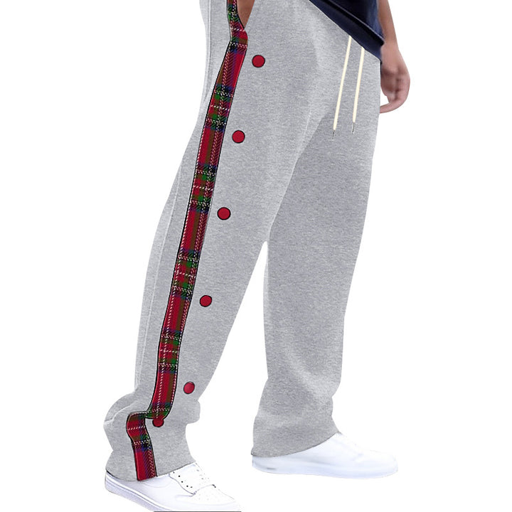 Herren Sportliche Freizeithose mit Knopfleisten und Karomuster Drune