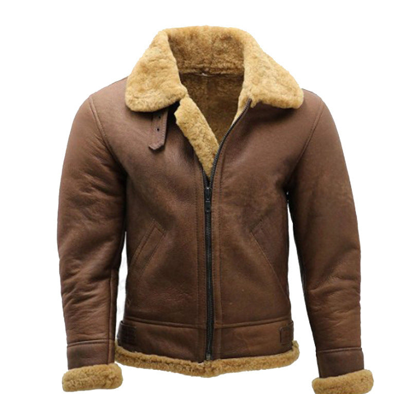 Herren Flugjacke aus hochwertigem Lammleder mit wärmendem Kunstfellfutter Drune