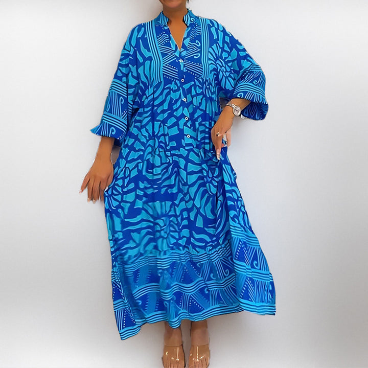 Damen Kaftan Kleid mit lässigem Schnitt und kunstvollem Muster Drune