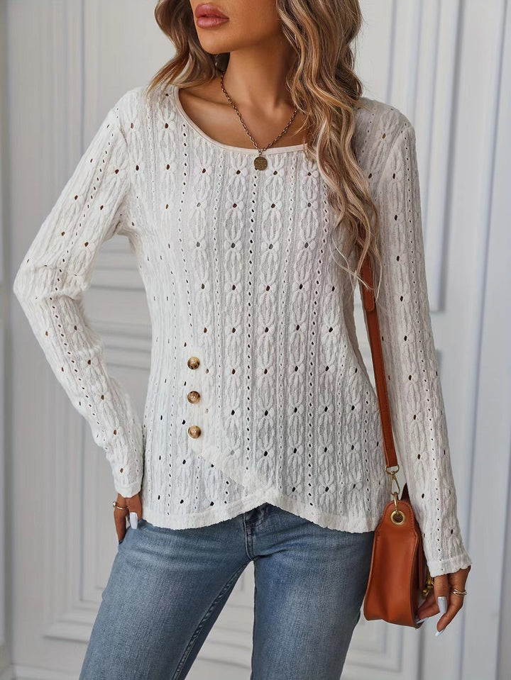 Drune | Langarm Strickjacquard Knopfoberteil