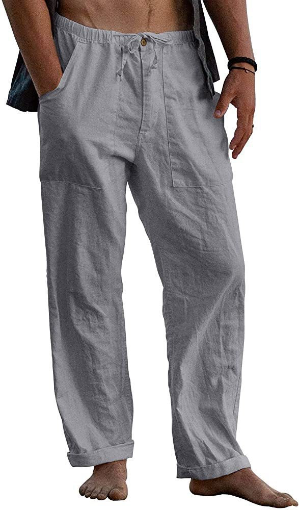 Herren nan leichte Leinenhose mit elastischem Bund und geradem Schnitt Drune