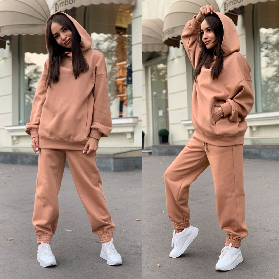 Damen bequemer Kapuzenpullover und Jogginghose Set Drune