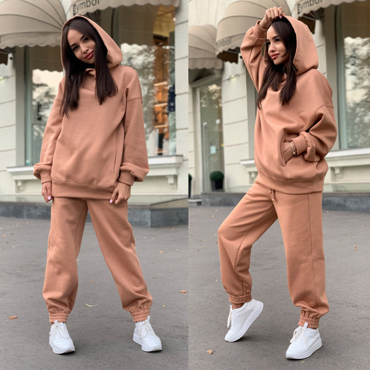 Damen bequemer Kapuzenpullover und Jogginghose Set Drune