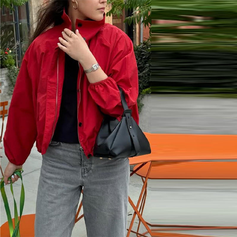Damen stylische Outdoor-Jacke mit hohem Kragen Drune