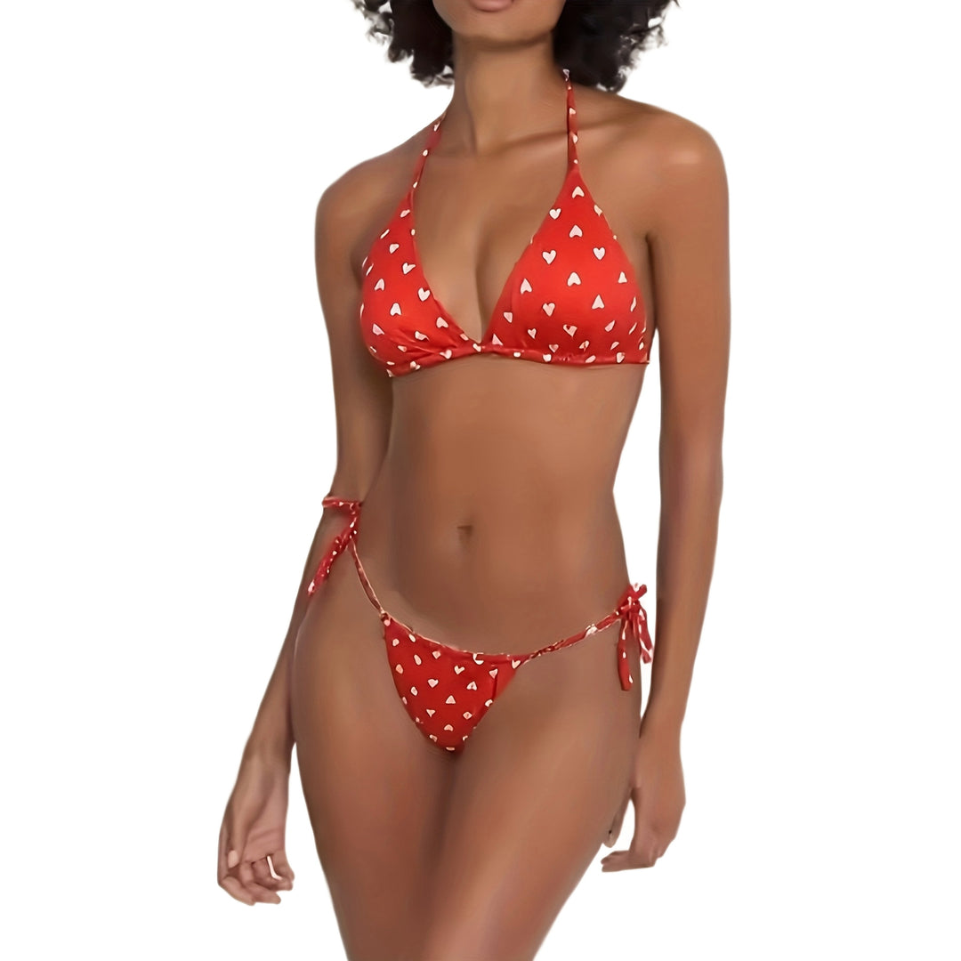 Damen Triangle-Bikini mit verspieltem Herzmuster Drune