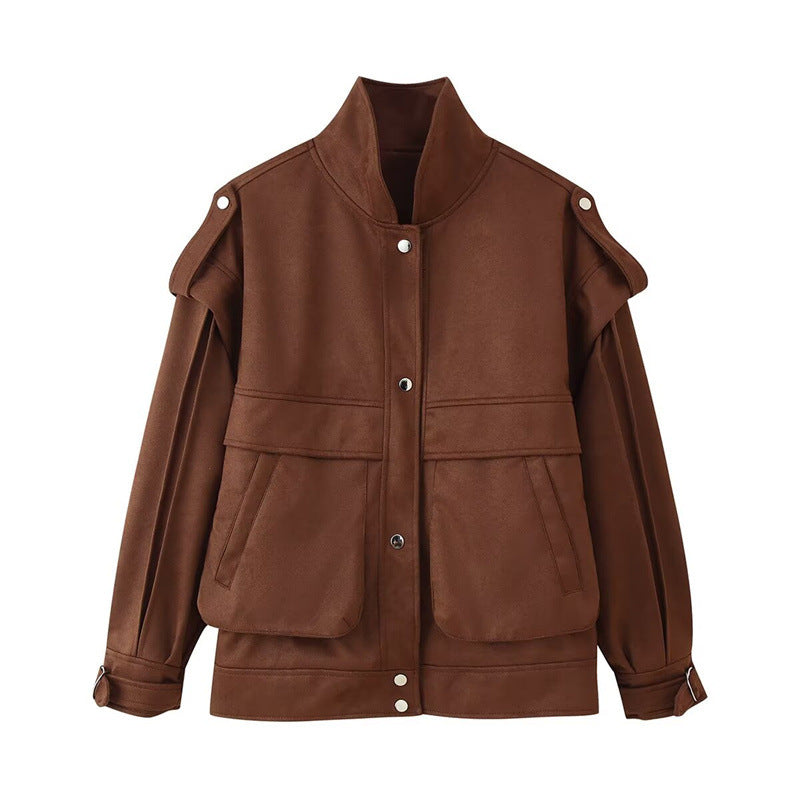 Damen utility Jacke mit praktischen Taschen und modischem Stehkragen Drune
