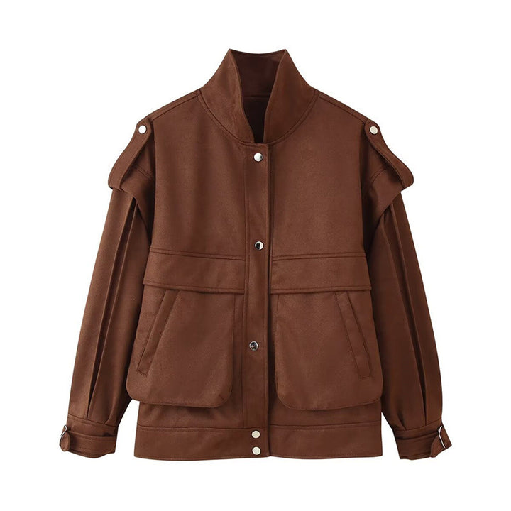 Damen utility Jacke mit praktischen Taschen und modischem Stehkragen Drune