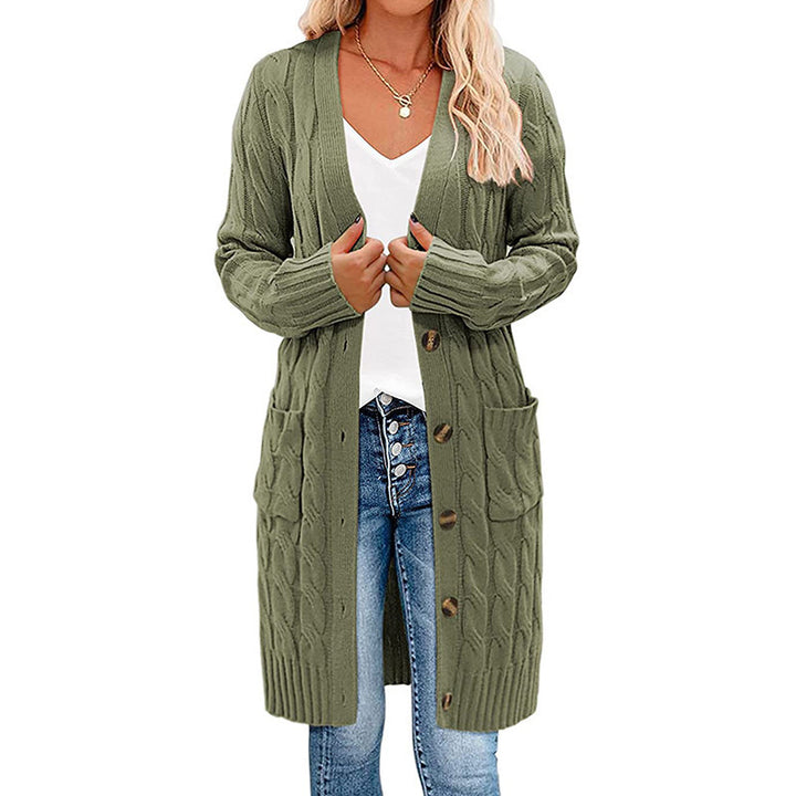Damen Grobstrick Cardigan mit Taschen und Knopfdetails Drune