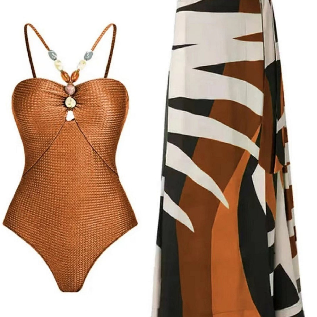 Damen Badeanzug mit trendigem Cut-Out und elegantem Wickelrock Drune