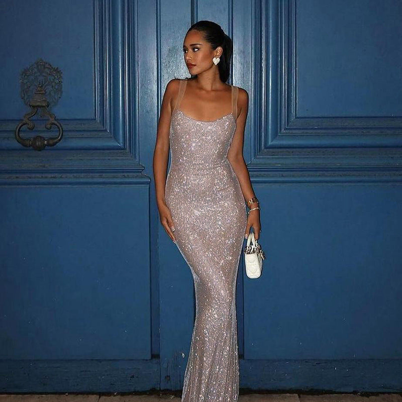 Damen Glitzerndes Maxikleid mit glamourösem Schnitt Drune