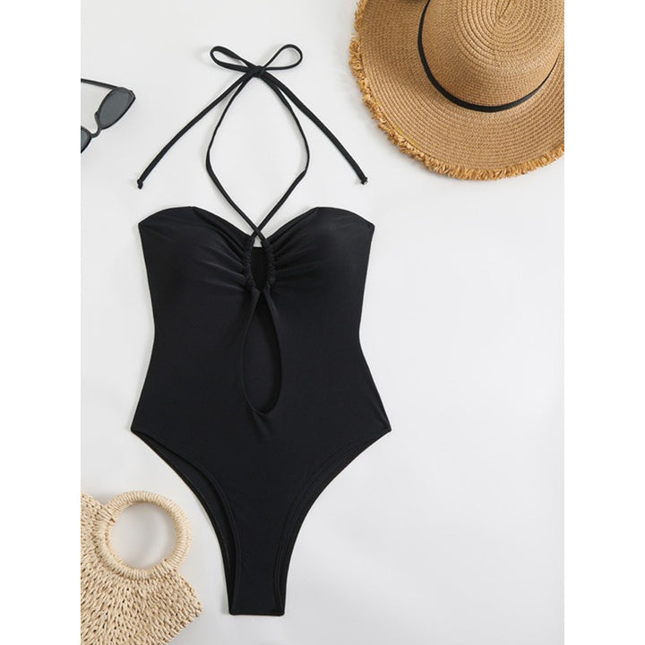 Damen Einteiliger Badeanzug mit modischem Cut-Out-Design und trägerlosem Oberteil Drune