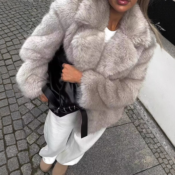 Damen Stilvoller Kunstfell-Shortjacke Drune