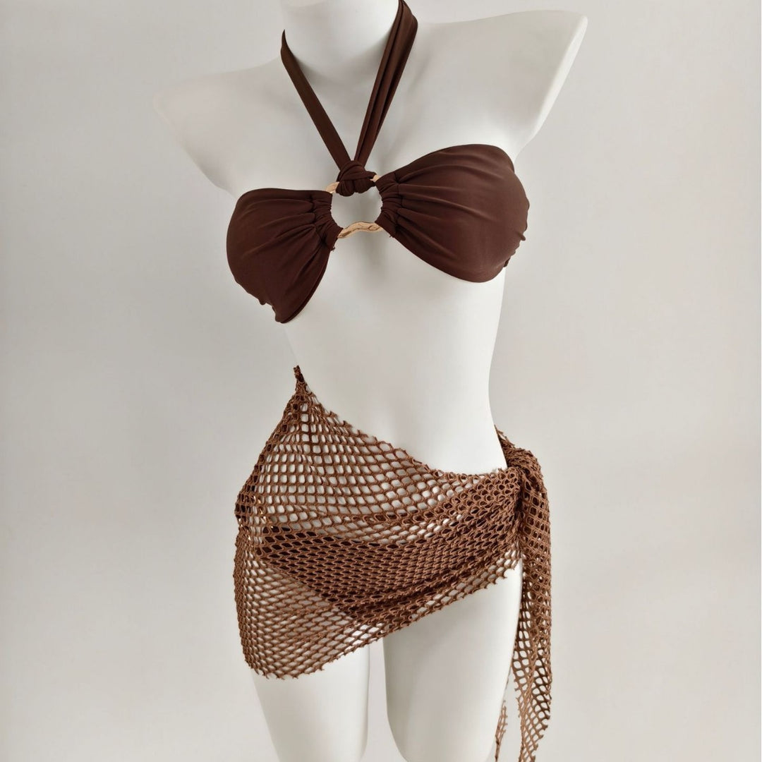 Damen Triangel-Bikini mit modischen Netzrock-Details Drune