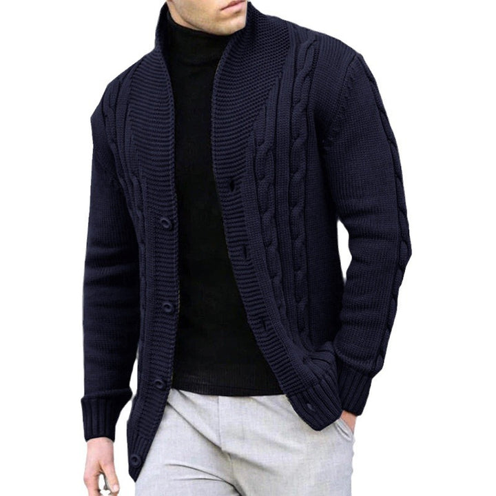Herren Strickjacke mit Kabelmuster und Schalkragen Drune