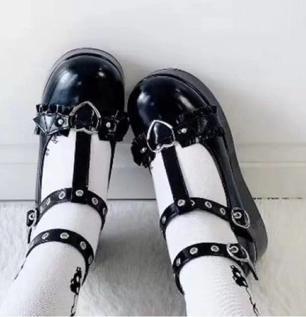 Damen Modische Mary Jane Schuhe mit verstellbaren Riemen und dekorativen Schnallen Drune