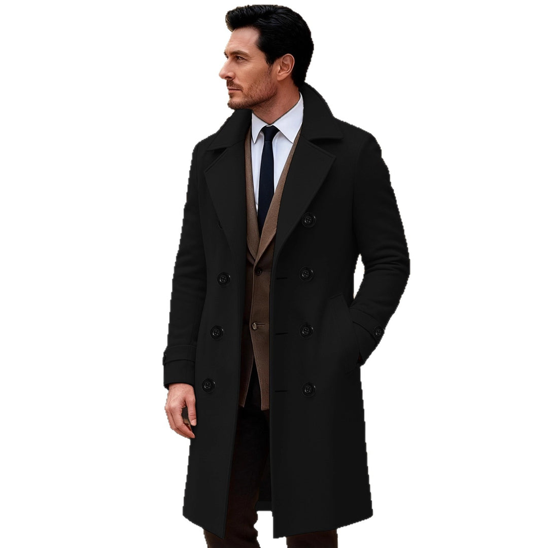 Herren eleganter doppelreihiger Wollmantel Drune