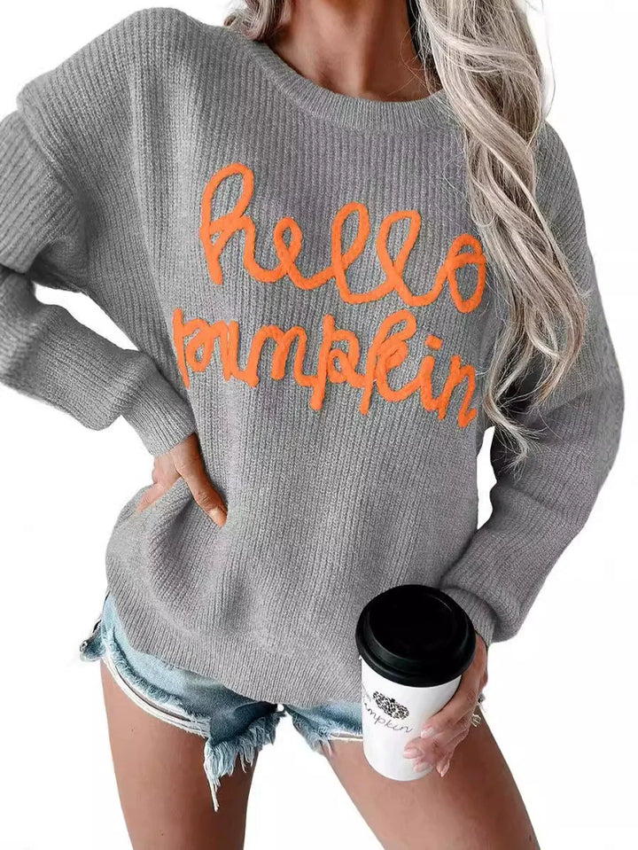 Drune | Sweatshirt - Relaxed Fit - Gestrickte Wollmischung - Ribbelstruktur - Buchstaben Detail