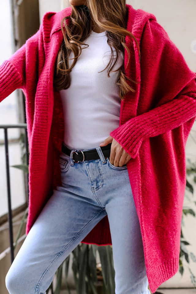 Damen Kuschelige Strickjacke mit Kapuze Drune