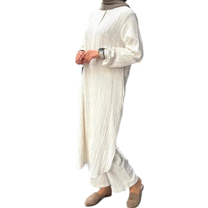 Damen lässiges Langarmkleid mit Rüschensaum und Struktur Drune