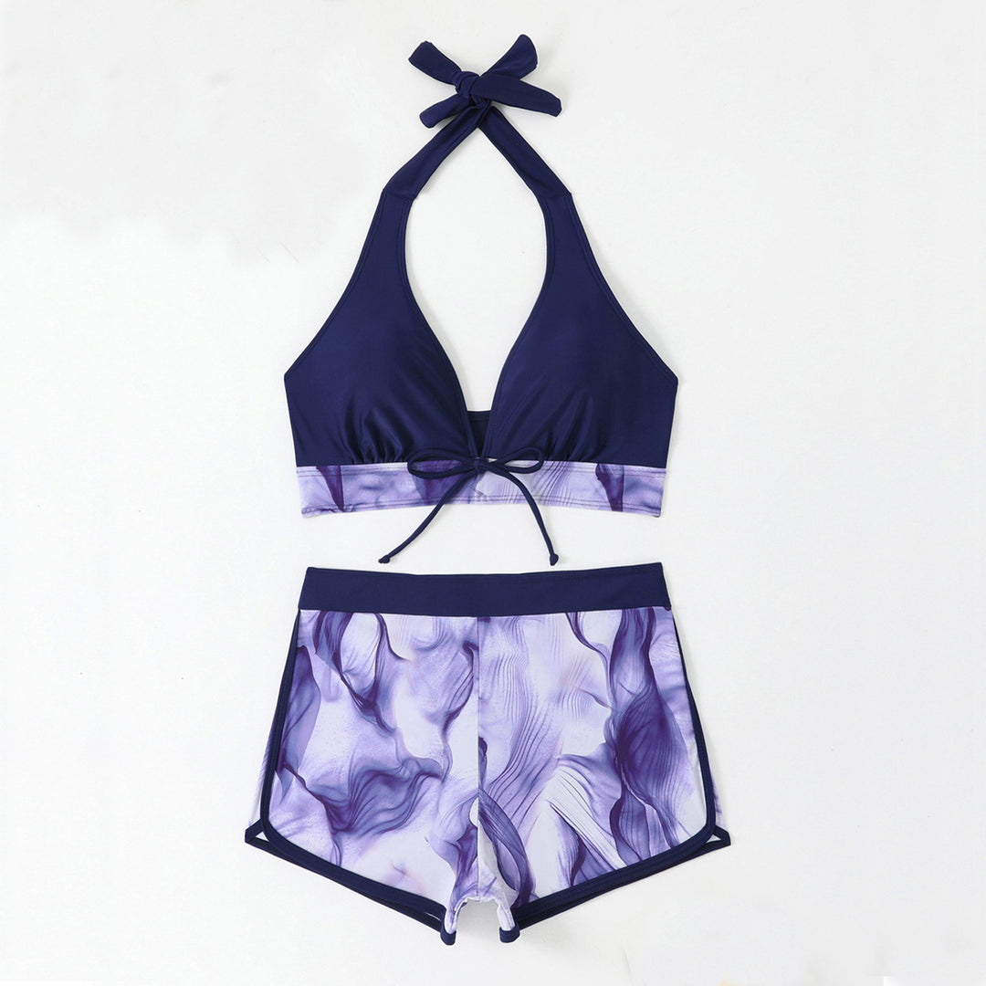 Damen Sportliches Bikini-Set mit tiefem V-Ausschnitt und komfortablen Shorts Drune