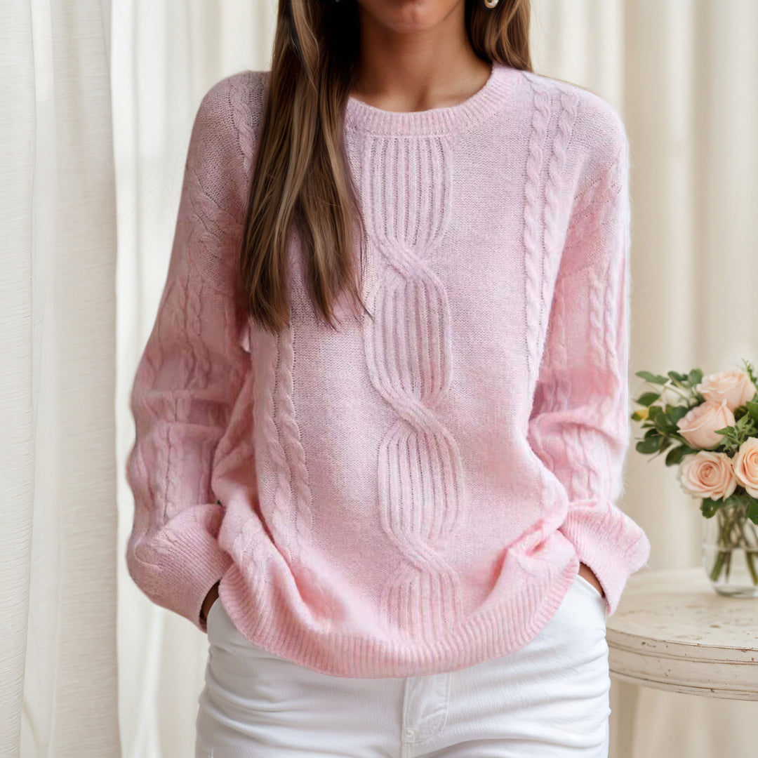 Damen Strickpullover mit Zopfmuster und lässigem Schnitt Drune