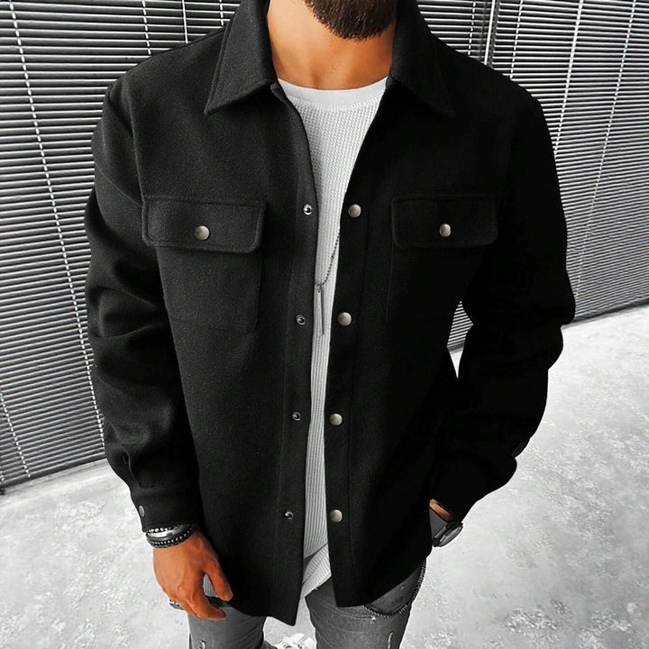 Herren nan Hemdenjacke aus Wollmix mit Druckknöpfen und Pattentaschen Drune