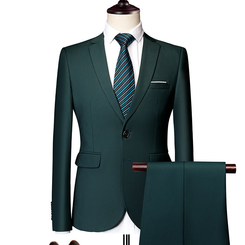 Herren nan Slim-Fit Einreiher-Anzugset mit Ein-Knopf-Sakko, schmaler Anzughose mit Bügelfalte und elastischem Stretchgewebe Drune