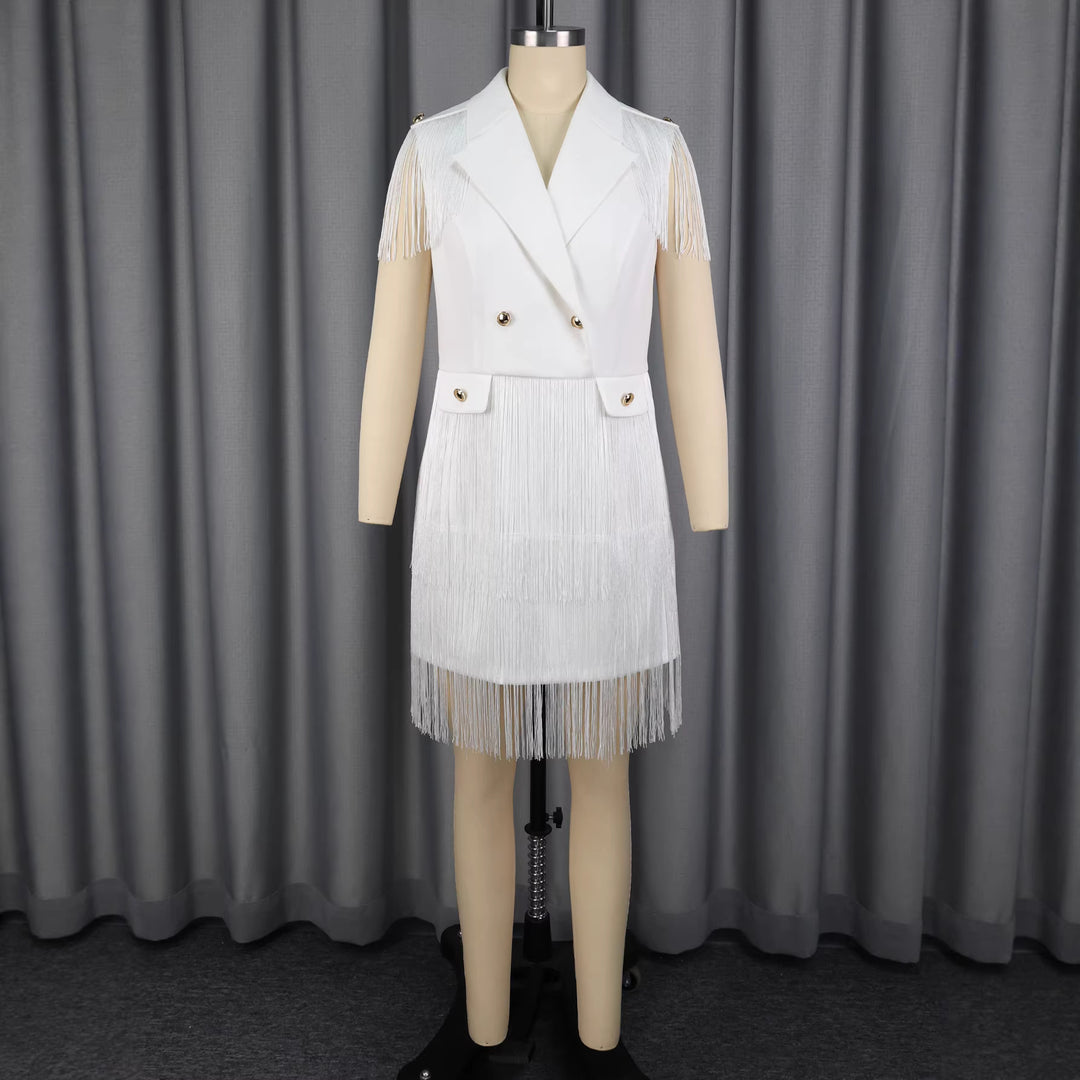 Damen Fransen-Kleid im eleganten Blazer-Stil Drune