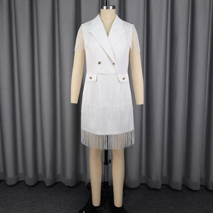 Damen Fransen-Kleid im eleganten Blazer-Stil Drune