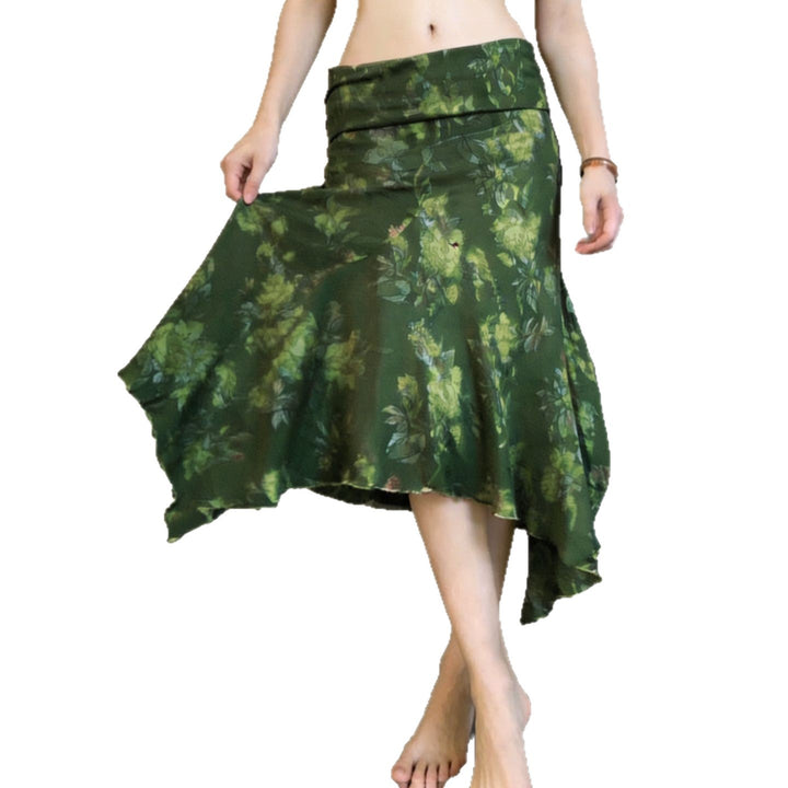 Damen asymmetrischer Wickelrock mit floralem Design und elastischem Bund Drune