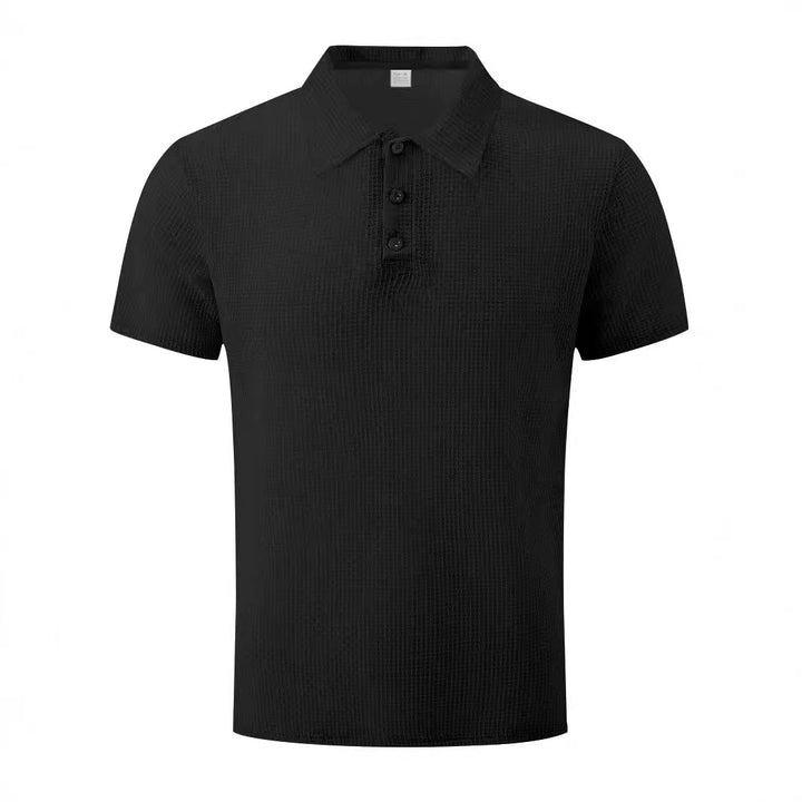 Herren nan Mikrostruktur-Poloshirt mit Hemdkragen, dezenter Knopfleiste und atmungsaktivem Jersey Drune