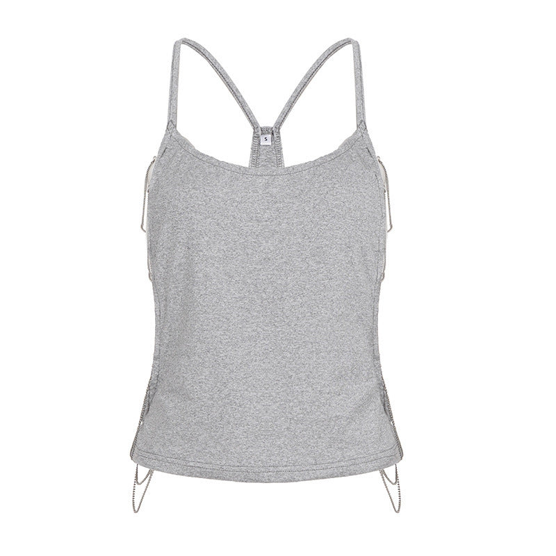 Damen lässiges Sporttop mit verstellbaren Trägern und dekorativem Detail Drune