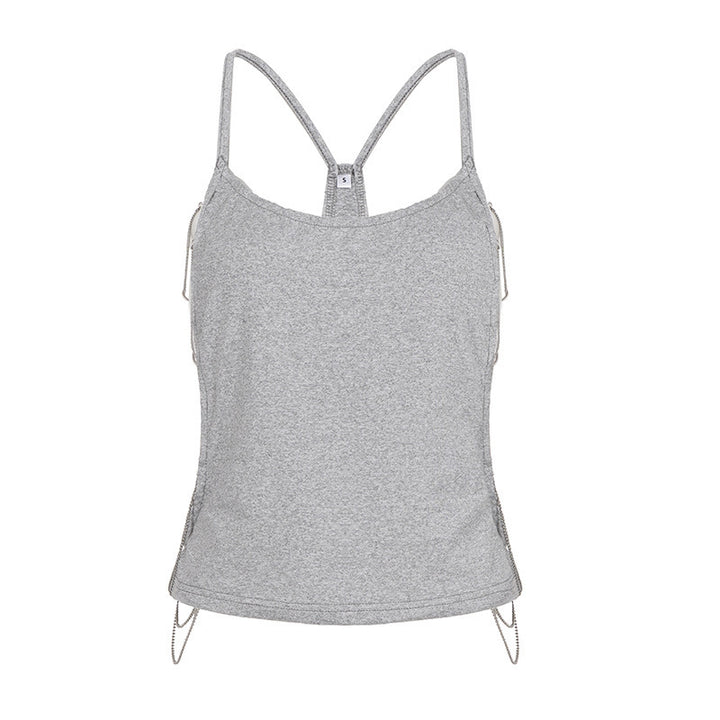 Damen lässiges Sporttop mit verstellbaren Trägern und dekorativem Detail Drune