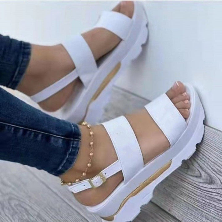 Damen Plateau-Sandalen mit elastischem Riemen und rutschfester Sohle Drune